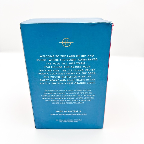 Glasshouse Fragrances Palm Springs Panache Papaya & Agave Nectar Soy Candle - Picture 4 of 5